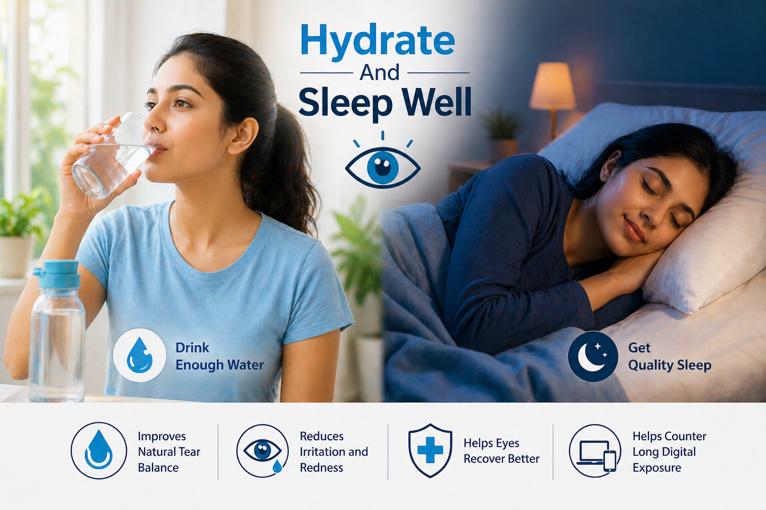Hydration and sleep support eye comfort